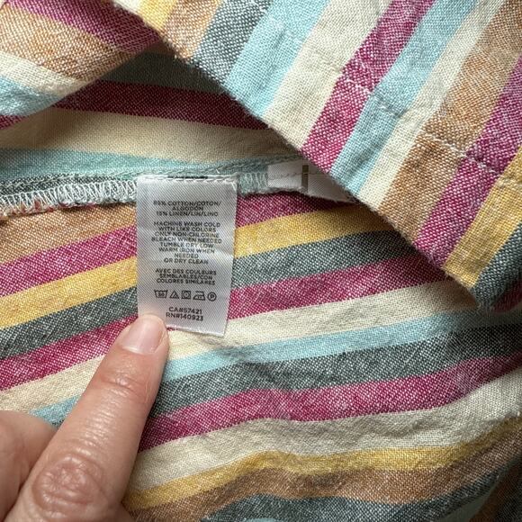 Lou & Grey for Loft XS Colorful Striped Short Sleeve Linen Blend Shirt Dress EUC - Picture 3 of 11